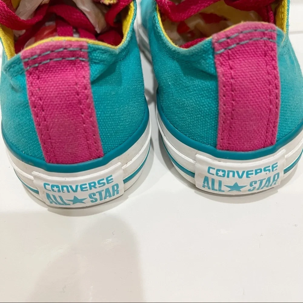 Converse All Stars Low Tops Girl sz 2 Y Blue Canvas Sneakers Shoes CUSTOM COLORS